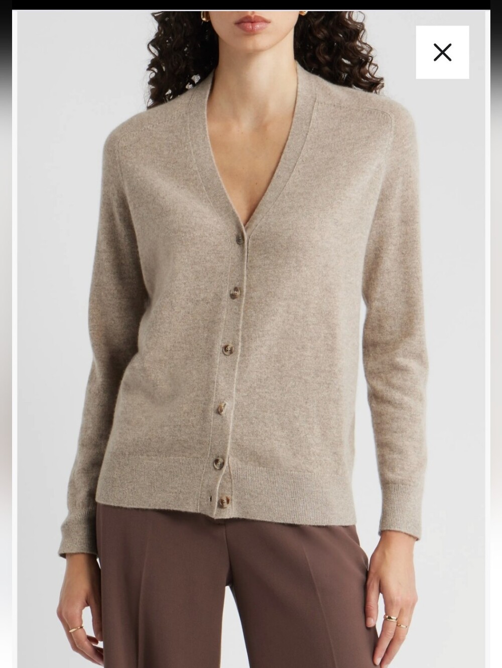 #347. Nordstrom Beige V-Neck Button Cardigan